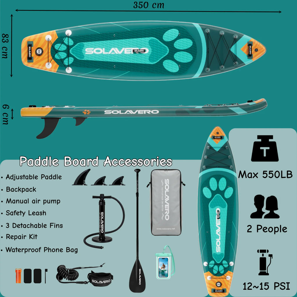 Stand Up Paddle Board, Inflatable Paddle Board with Premium Accessories, SUP Board with Non-Slip EVA Deck, Suitable for Sea Lake