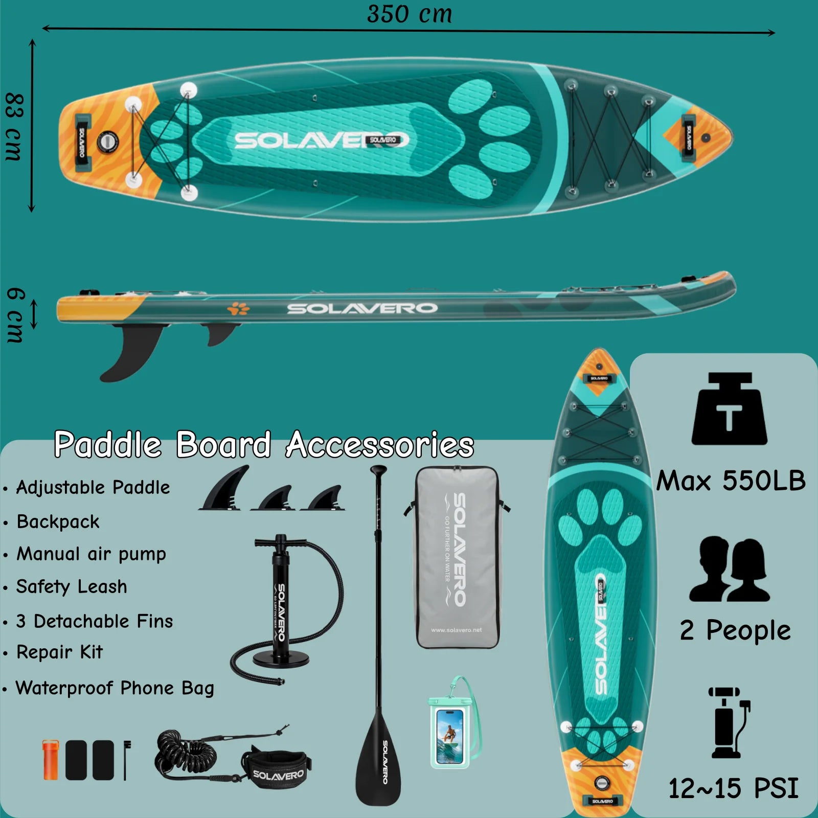 Stand Up Paddle Board, Inflatable Paddle Board with Premium Accessories, SUP Board with Non-Slip EVA Deck, Suitable for Sea Lake