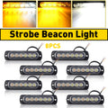 8Pcs Amber White 6LED  Emergency Beacon And Warning Hazard Flash Strobe Light 12V-24V For Use as Camping LED Lamp