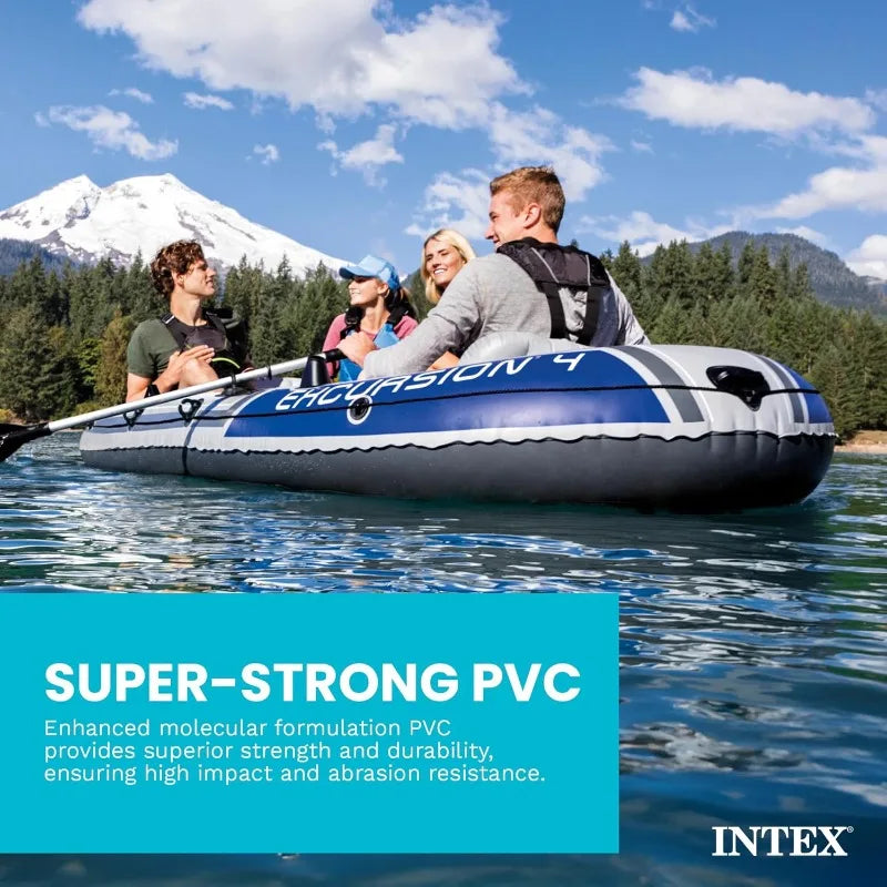 Inflatable Boat Set: Includes Deluxe 54in Boat Oars and High-Output Pump – Adjustable Seats