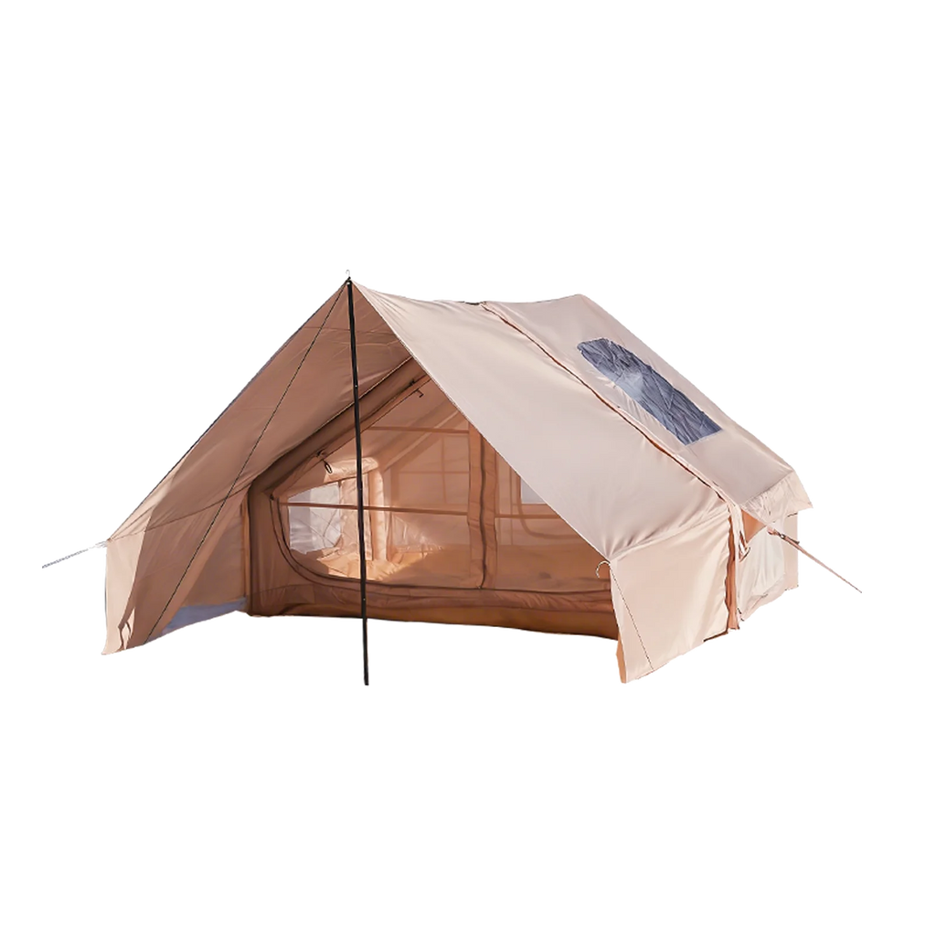 Large Luxury Inflatable Glamping Tent with Manual Hand Pump, Easy Setup 4 Season Anti-Snow Spacious Family Shelter, Weatherproof Air Tent for Outdoor Camping, Backyard Party & Wilderness Adventure