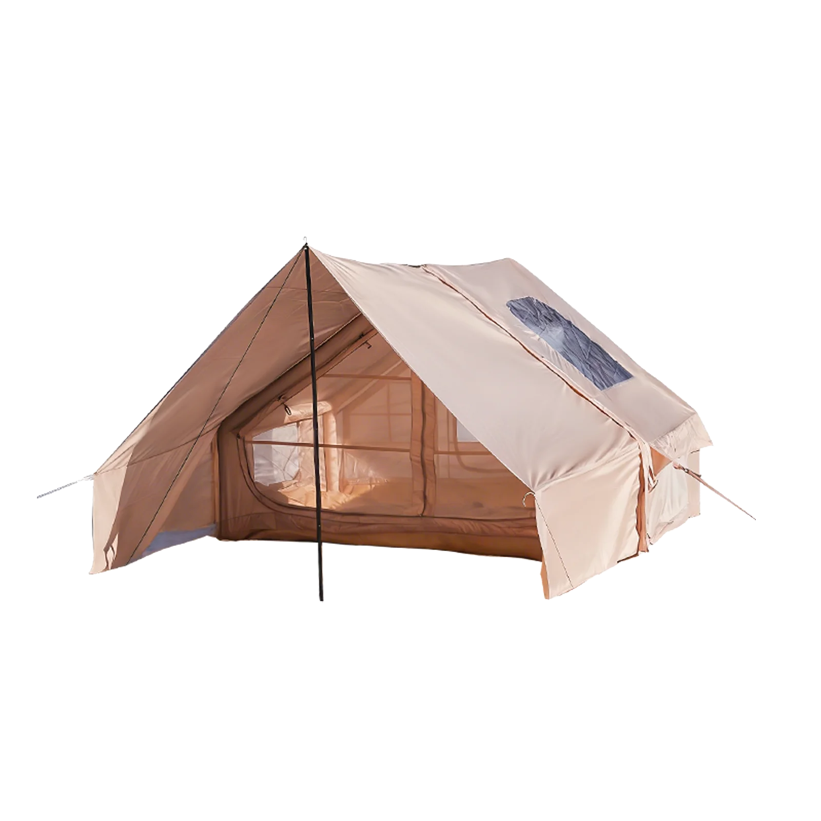 Large Luxury Inflatable Glamping Tent with Manual Hand Pump, Easy Setup 4 Season Anti-Snow Spacious Family Shelter, Weatherproof Air Tent for Outdoor Camping, Backyard Party & Wilderness Adventure