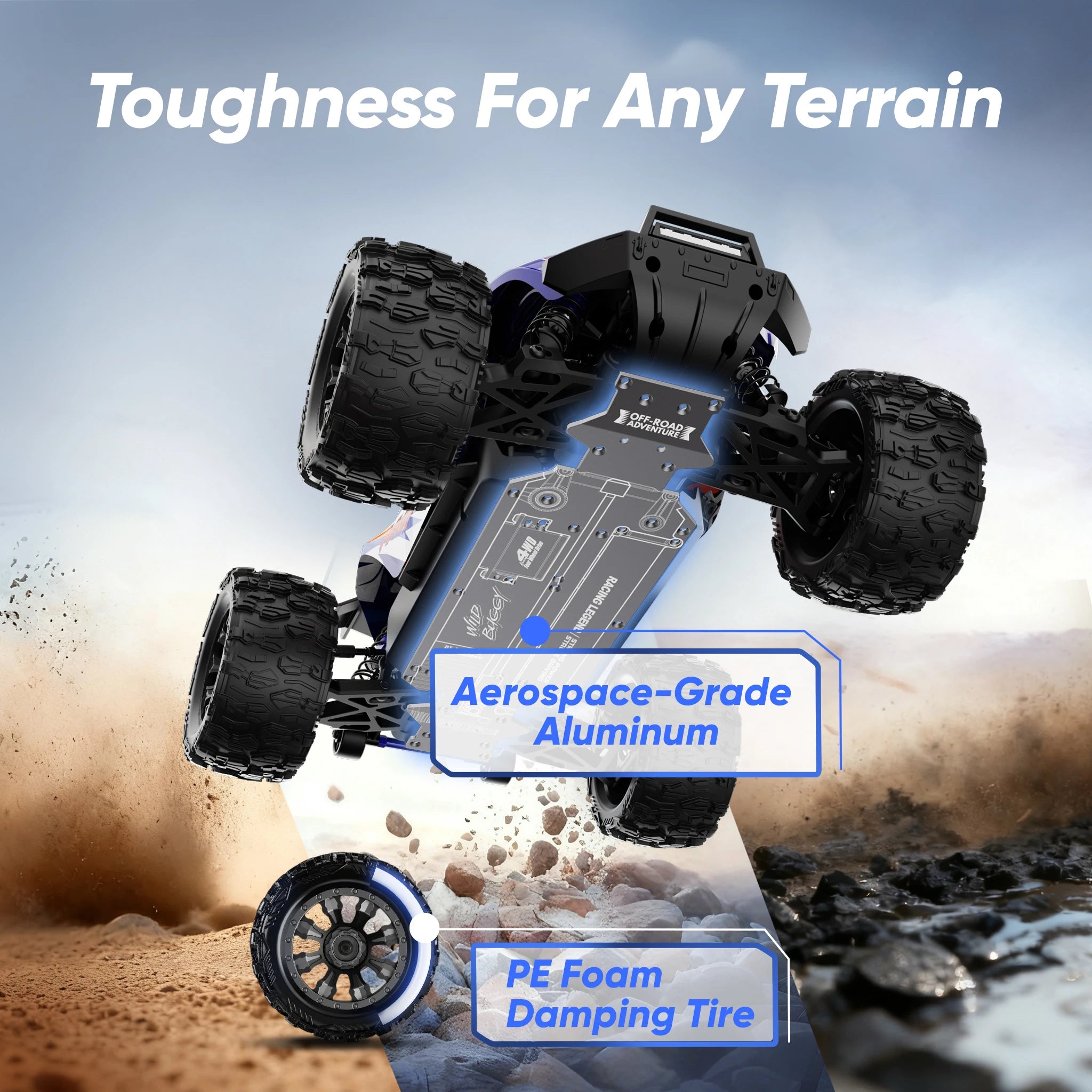 1/14 Scale Fast Brushless RC Truck 4X4 with 3S LiPo Battery-Includes 4 Spare Parts Kits LightBlue