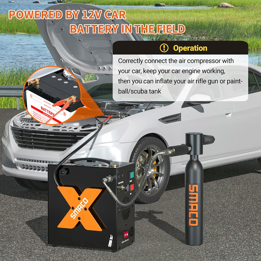 Portable High Pressure Air Compressor 4500psi/30mpa For Scuba Tank Hpa Pump Oil Free. 12v Dc Or 220v Ac