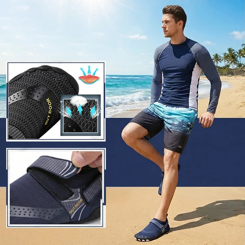 Mens' Water Shoes Quick Dry Non-Slip Five Finger Shoes For Wading, Swimming, Barefoot, Fishing or Boating. Lightweight Summer Aqua Sneakers