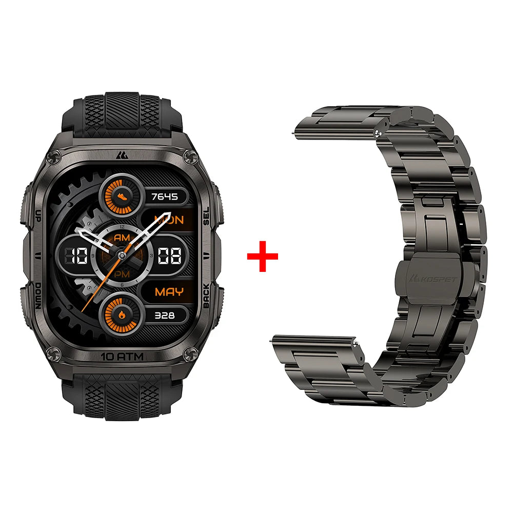 Smart Watch Stainless Steel 6-Sat GPS Offline Maps 10ATM Waterproof 45M Dive 24/7 Health Monitor for Android iOS