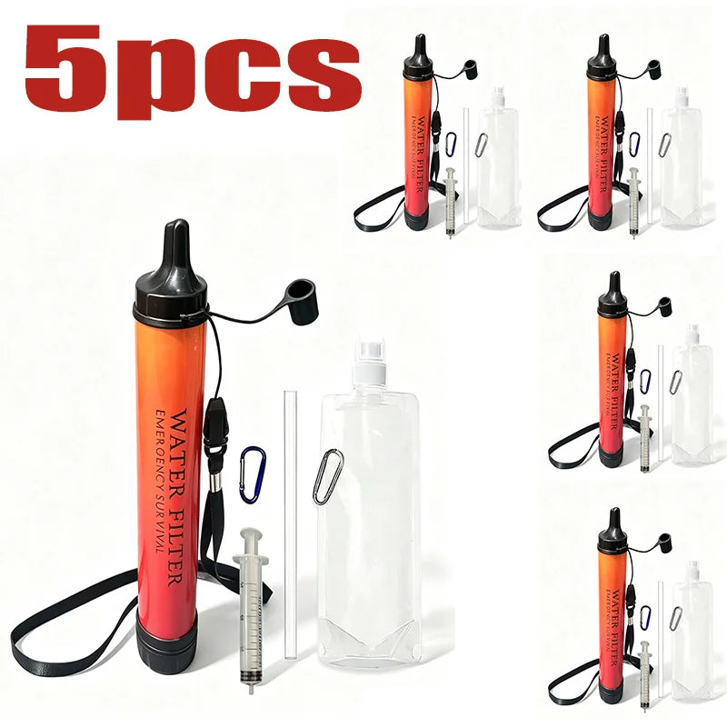1-5 Pcs Outdoor Mini Water Filter Straw Camping Purification Portable