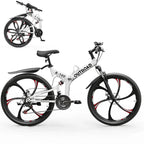 26 Inch Folding Mountain Bike, 21 Speed Full Suspension High-Carbon Steel MTB Foldable Bicycle, Dual Disc, Customized