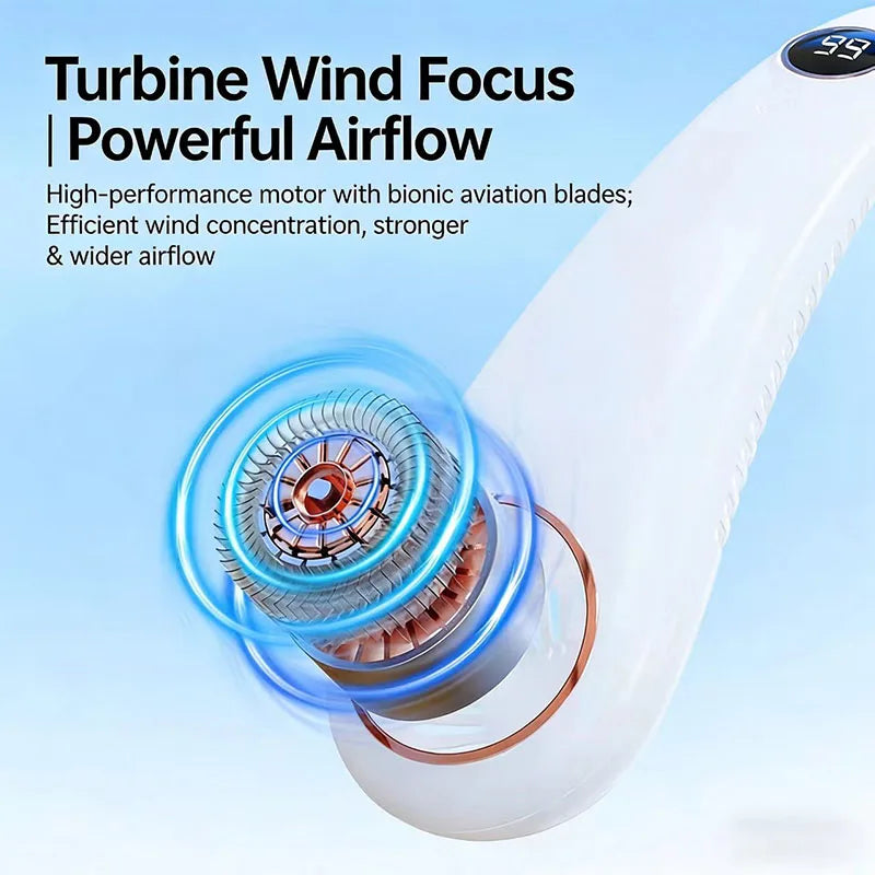 Mini Neck Mounted Fan Portable Bladeless Neck USB Rechargeable Air Cooler 5 File Speed Summer Sports Fan Outdoor Sports Fans