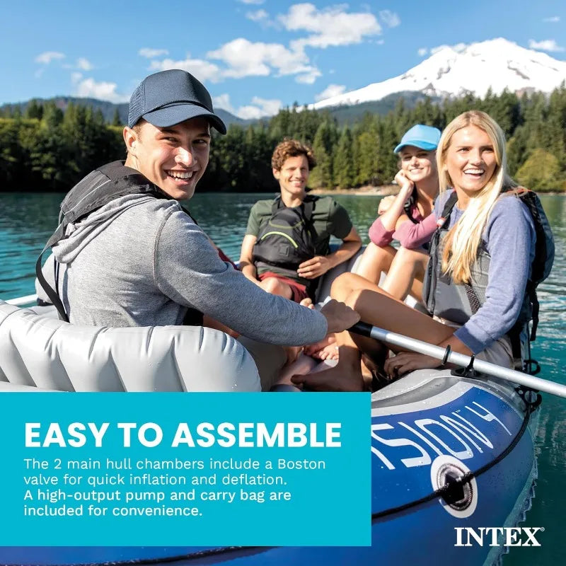 Inflatable Boat Set: Includes Deluxe 54in Boat Oars and High-Output Pump – Adjustable Seats