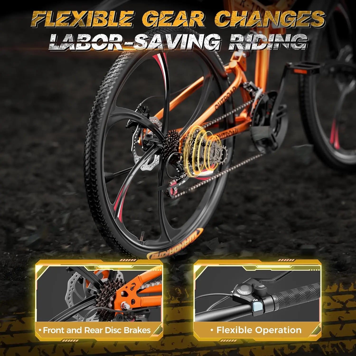 26 Inch Folding Mountain Bike, 21 Speed Full Suspension High-Carbon Steel MTB Foldable Bicycle, Dual Disc, Customized