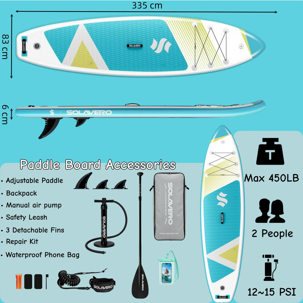 Stand Up Paddle Board, Inflatable Paddle Board with Premium Accessories, SUP Board with Non-Slip EVA Deck, Suitable for Sea Lake