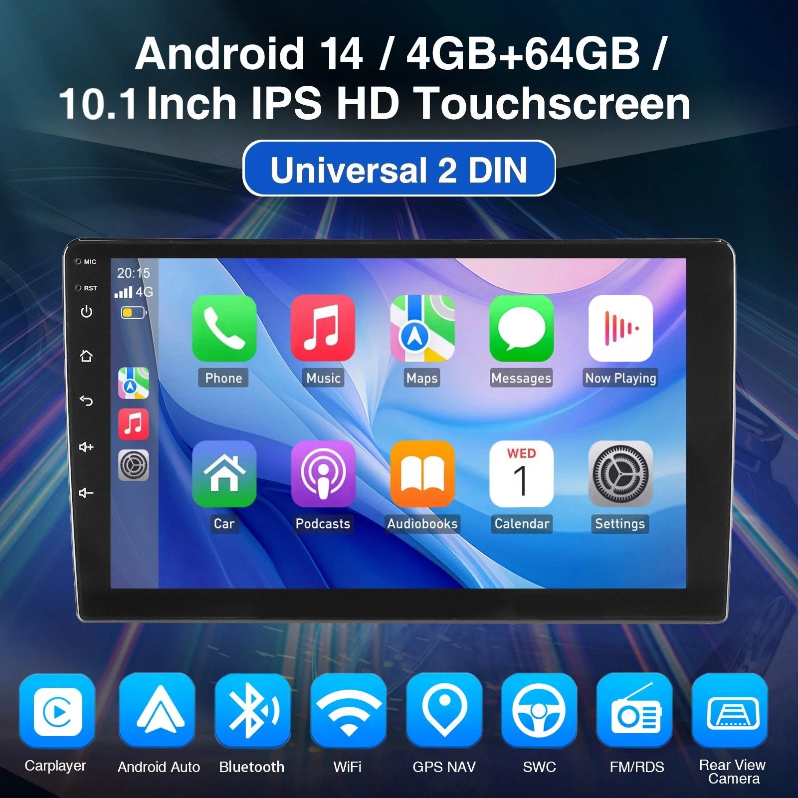 7", 9" or 10“ 2 DIN Android 15 4 GB Plus 64GB Multimedia Player GPS Navigation Tablet With Bluetooth And WIFI