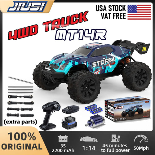1/14 Scale Fast Brushless RC Truck 4X4 with 3S LiPo Battery-Includes 4 Spare Parts Kits LightBlue