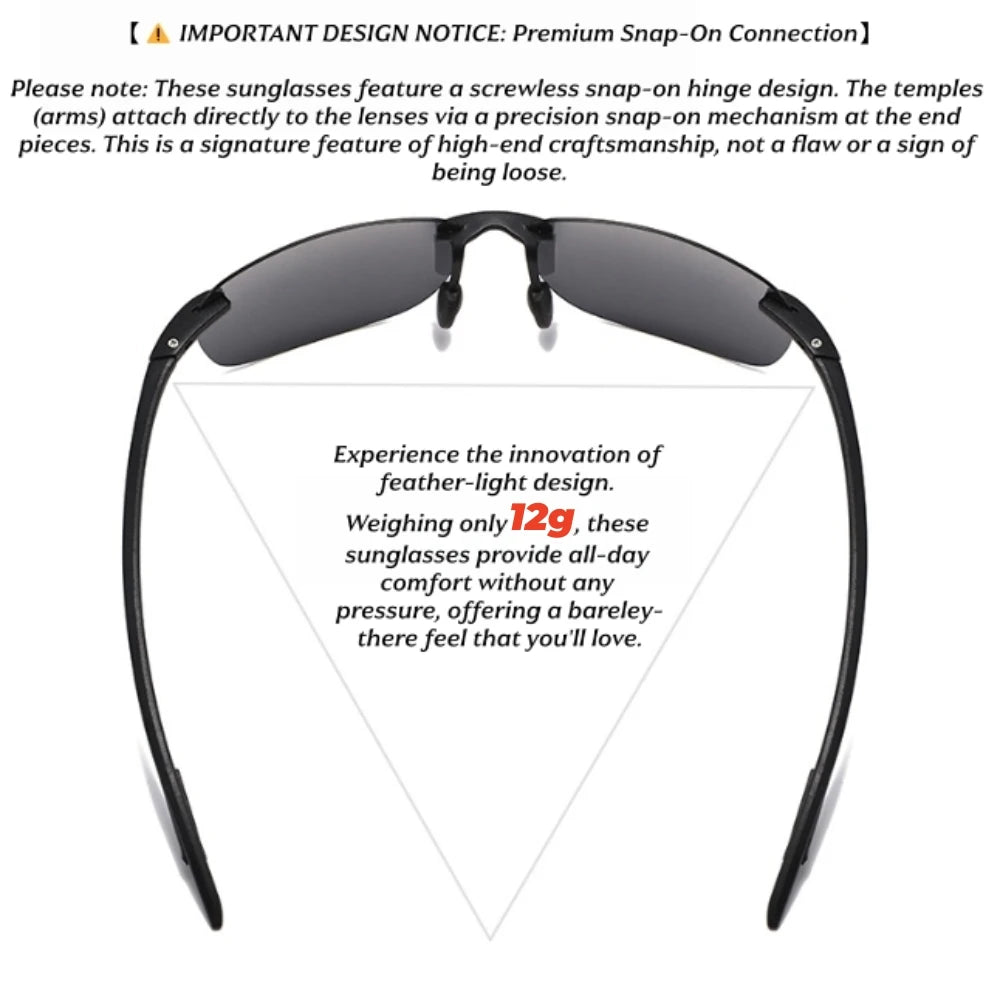 Ultra Light 12g TR90 Frameless Polarized Aviator Sunglasses - Flexible & Comfort Fit Unisex for Driving, Fishing, Outdoor