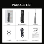 C29 3000Lm Type-C Rechargeable Flashlight LED Powerful 21700 EDC Torch IPX8 for Camping