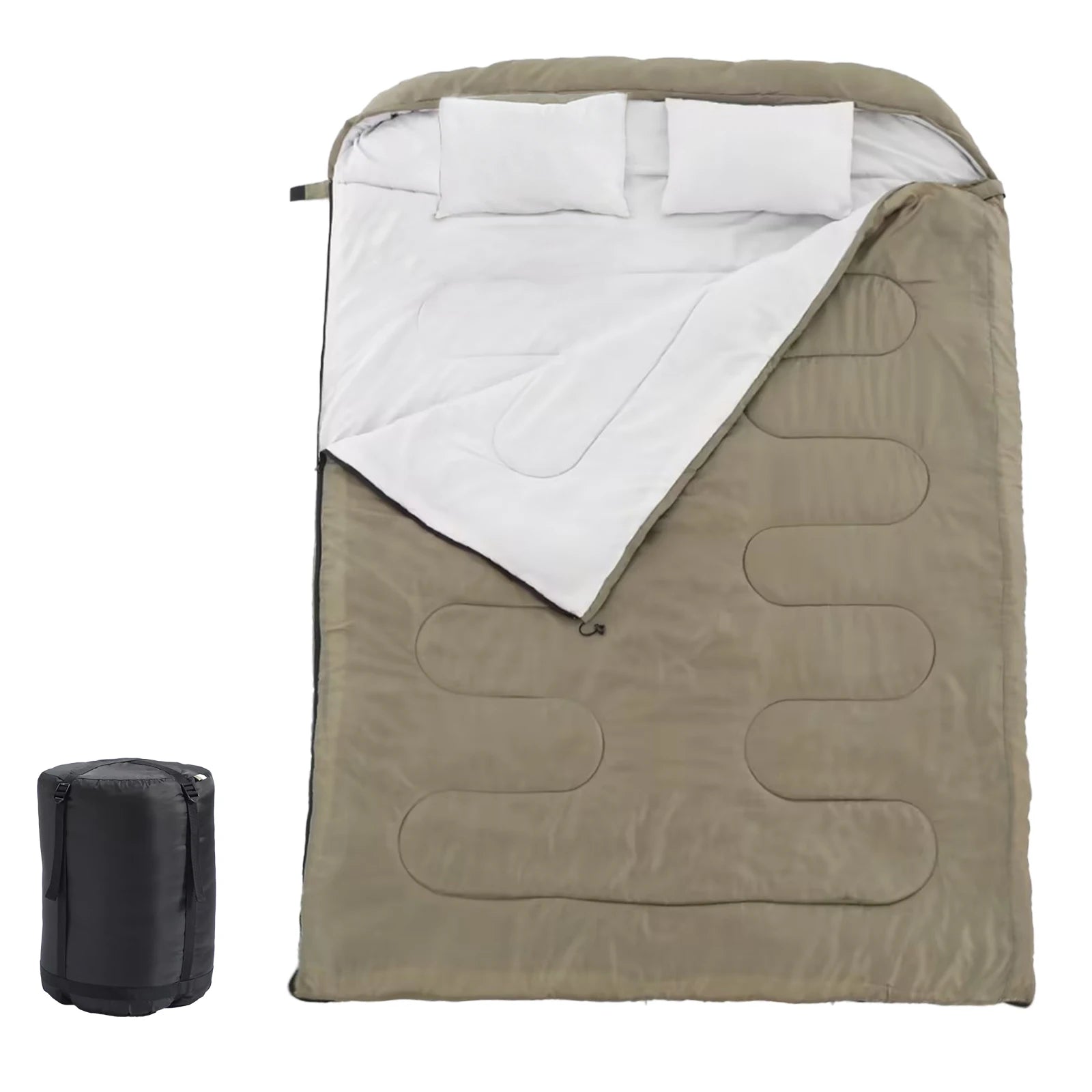 Double Sleeping Bag for Adults with Pillow Lightweight 3 Season Portable Compact Sleeping Bag for 2 Person Hiking Fishing