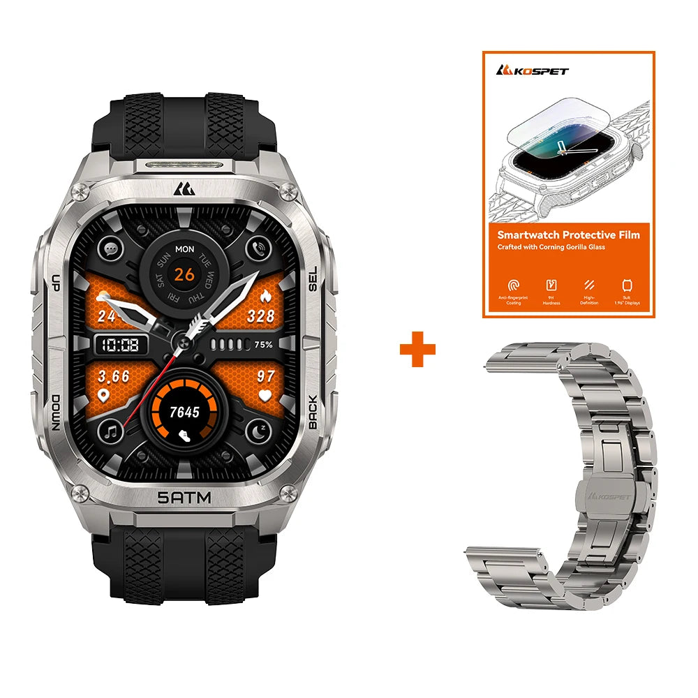 Advanced GPS Smartwatch for Men MIL-STD-810H Tough 5ATM Waterproof Integrated Flashlight & Health Tracking