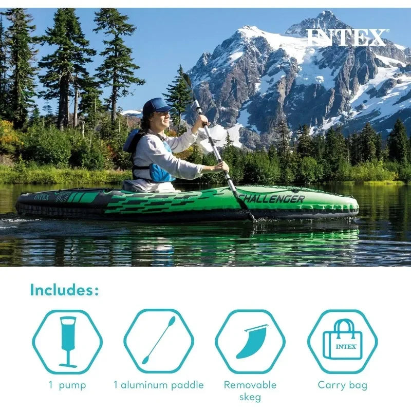 Inflatable Kayak: Includes Deluxe 86in Kayak Paddles and High-Output Pump – SuperStrong PVC – Adjustable