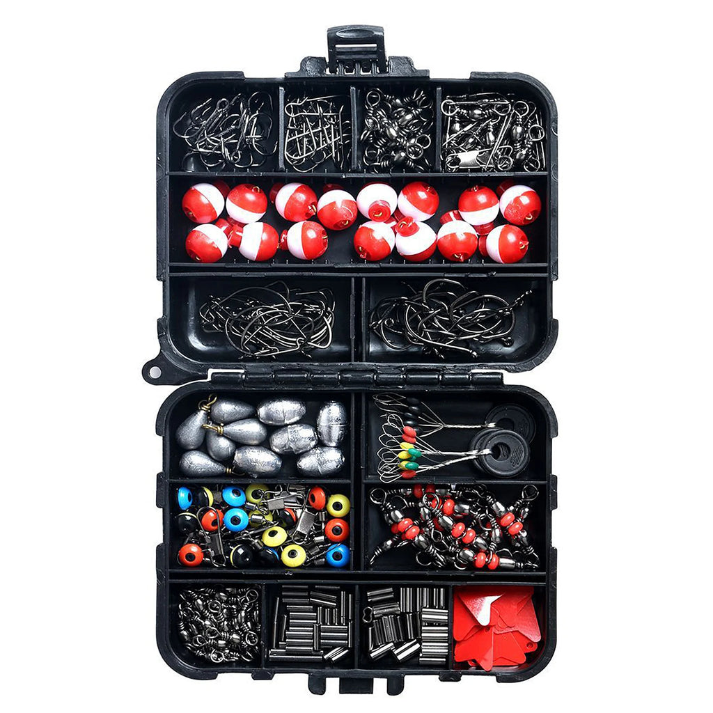 263pcs Fishing Accessories Set with Tackle Box. Includes Pliers, Jigs, Hooks, Sinker Weights, Swivels, Snaps, Bobs, And  Sinker Slides