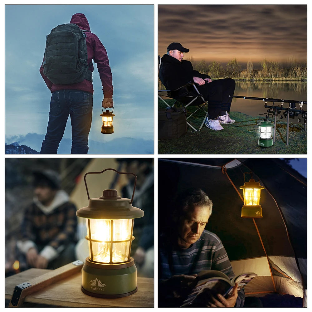 LED Camping Lantern 360° Panoramic Light | Warm & Cool White Modes Portable Tent Lamp for Hiking Fishing Emergency