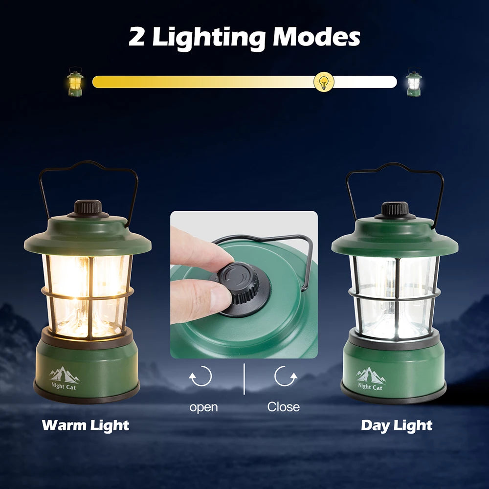 LED Camping Lantern 360° Panoramic Light | Warm & Cool White Modes Portable Tent Lamp for Hiking Fishing Emergency