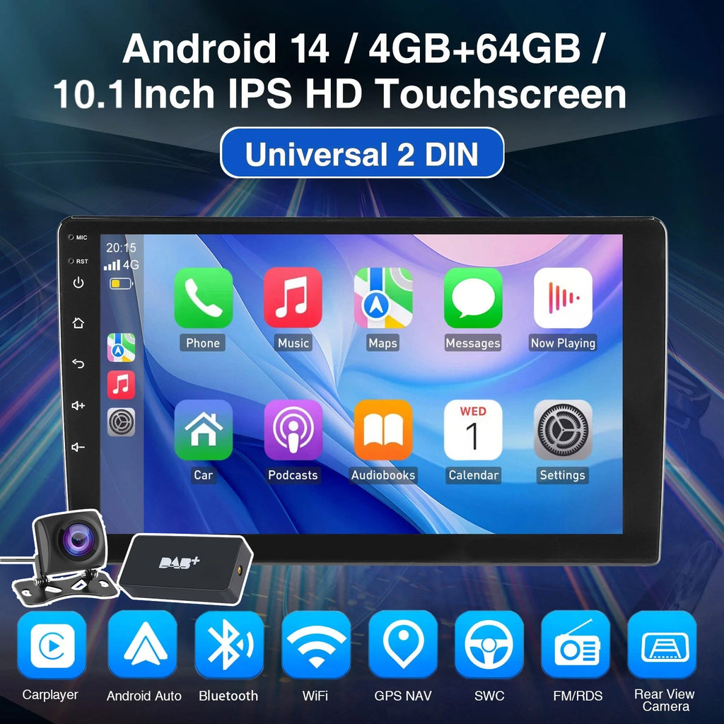 7", 9" or 10“ 2 DIN Android 15 4 GB Plus 64GB Multimedia Player GPS Navigation Tablet With Bluetooth And WIFI