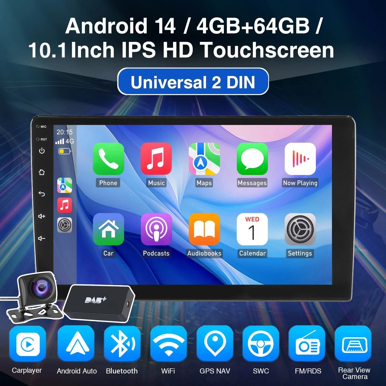 7", 9" or 10“ 2 DIN Android 15 4 GB Plus 64GB Multimedia Player GPS Navigation Tablet With Bluetooth And WIFI