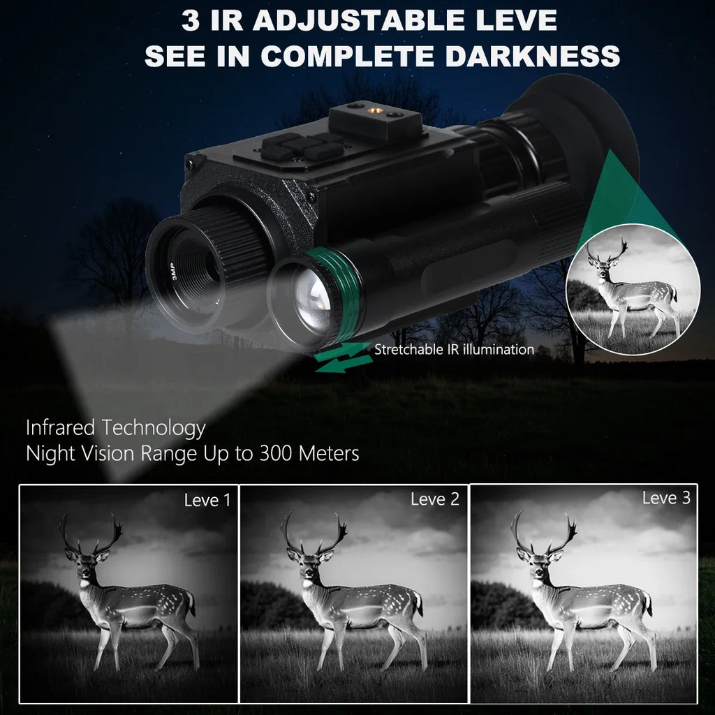 Helmet Night Vision Monocular Long-Distance Infrared 5X Zoom 1080P Digital Hunting Night Vision Goggles Telescope