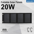 Portable 20W Foldable Solar Panel USB Charger Lightweight Solar Power Bank Charger for Backpacking Camping Outdoor Activities