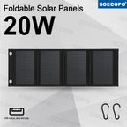 Portable 20W Foldable Solar Panel USB Charger Lightweight Solar Power Bank Charger for Backpacking Camping Outdoor Activities