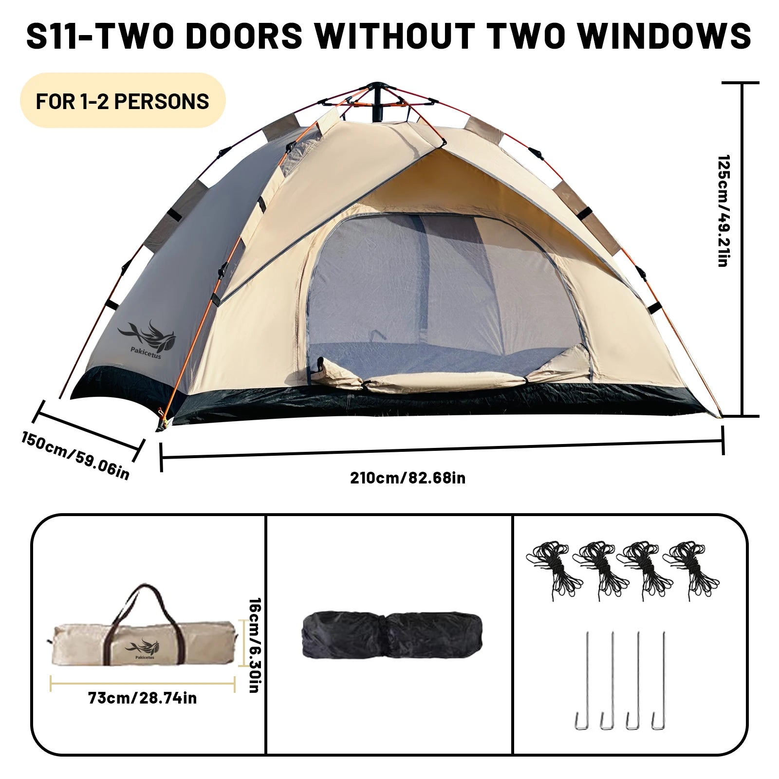 2-4 Person Automatic Pop Up Camping Tent, Instant Quick Setup Portable Windproof Tent, Lightweight Backpacking Shelter for Outdoor Travel Hiking Picnic