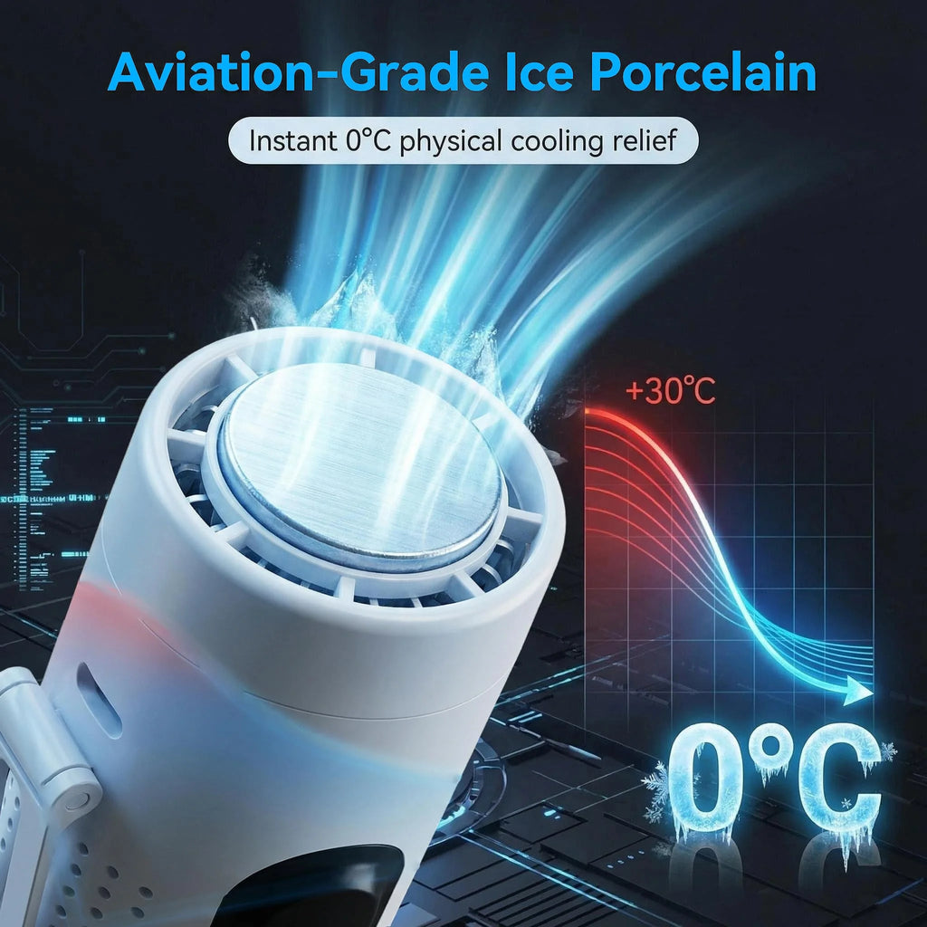 Portable Handheld Fan with Ice Cooling Plate, 3 in 1 Mini Personal Fan with Light & Clip, 5 Speed Rechargeable Fan with LED Display & Hidden Stand, Hands Free Camping Fan for Travel, Desk