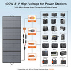 400W Portable Solar Panel 31 V Foldable Solar Panels Charger with 7 in 1 Solar Cable for Camping , Outdoor, Powerstation