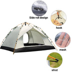 Small Silver Compact Auto-Tent - Quick 60-Second Setup Sunshade for 3-4 People, All-Weather & Portable