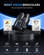 4K Night Vision Binoculars for Adults, 64GB Memory Card 3inch Screen 8X Digital Zoom With Tactical Light, 5000mAh Rechargeable Gear for Hunting & Camping, Infrared Vision Night Goggle, Gifts for Men Husband Dad