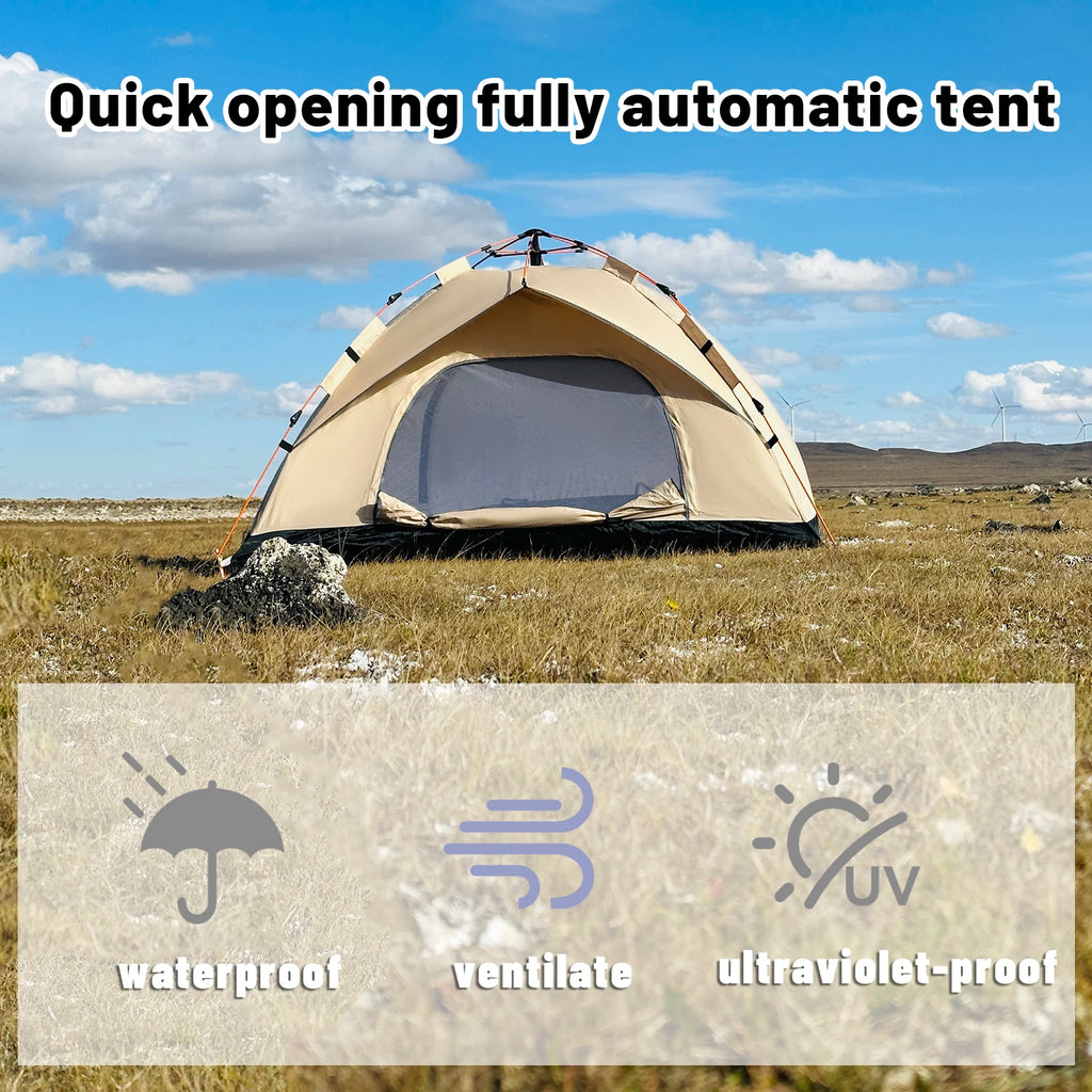 2-4 Person Automatic Pop Up Camping Tent, Instant Quick Setup Portable Windproof Tent, Lightweight Backpacking Shelter for Outdoor Travel Hiking Picnic