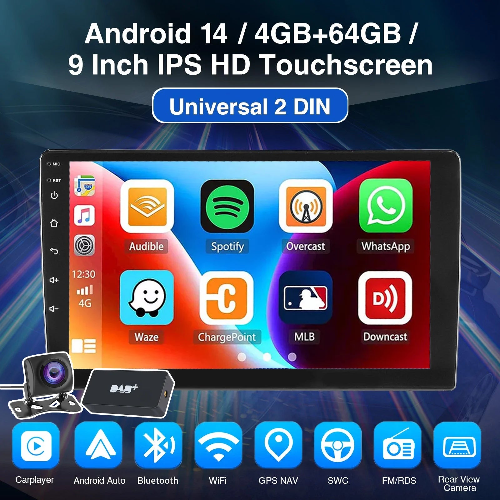 7", 9" or 10“ 2 DIN Android 15 4 GB Plus 64GB Multimedia Player GPS Navigation Tablet With Bluetooth And WIFI