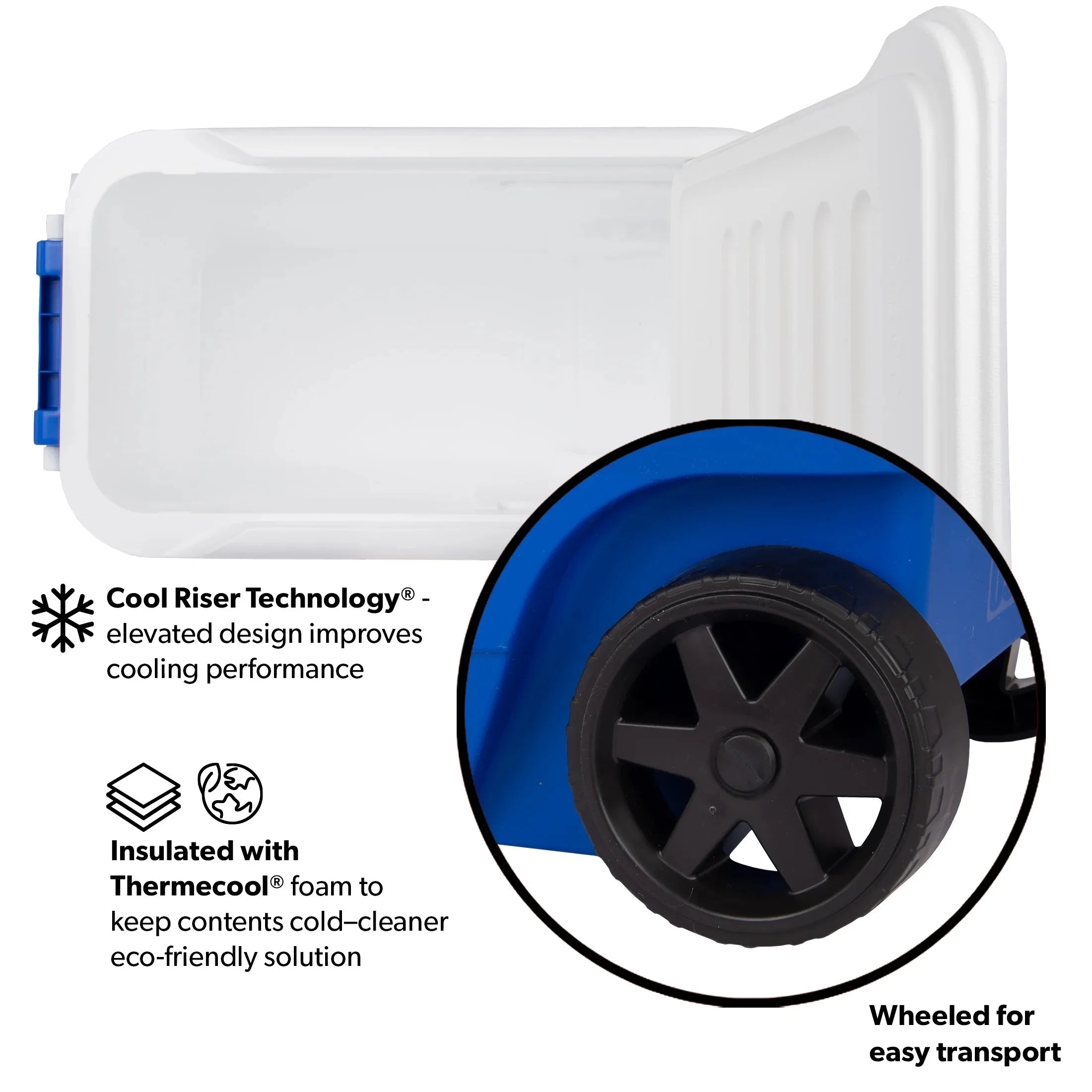 Wheelie Cool 38 QT Hard Sided Cooler with Wheels, Blue