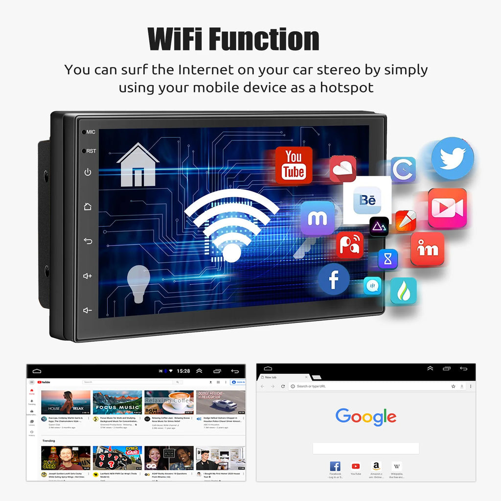 7", 9" or 10“ 2 DIN Android 15 4 GB Plus 64GB Multimedia Player GPS Navigation Tablet With Bluetooth And WIFI