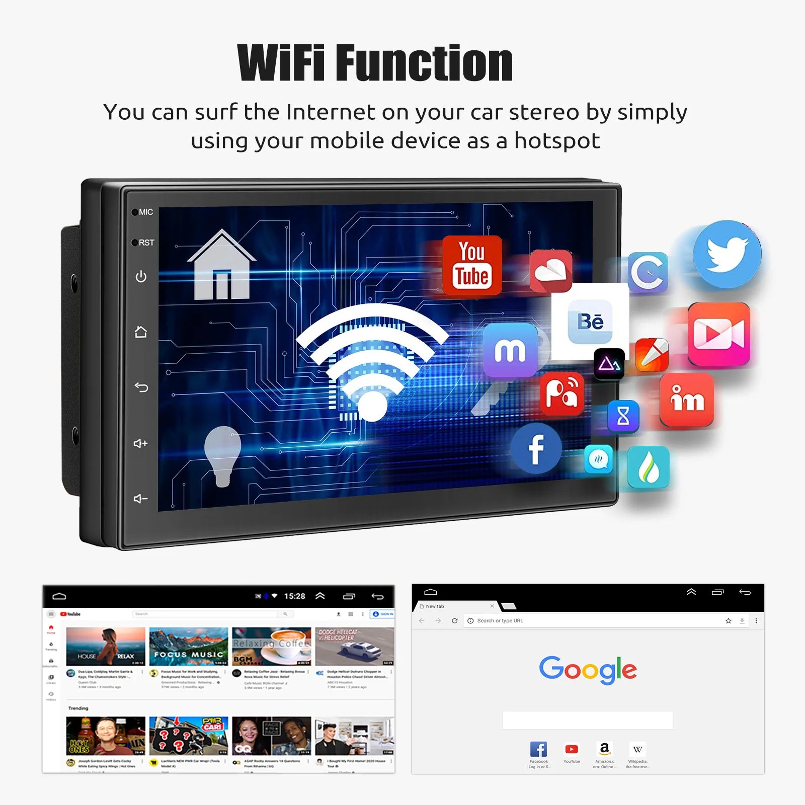 7", 9" or 10“ 2 DIN Android 15 4 GB Plus 64GB Multimedia Player GPS Navigation Tablet With Bluetooth And WIFI