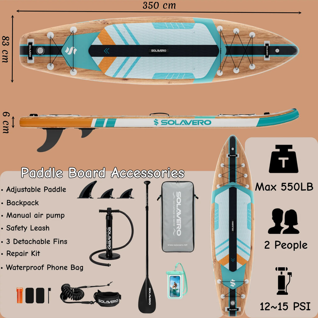 Stand Up Paddle Board, Inflatable Paddle Board with Premium Accessories, SUP Board with Non-Slip EVA Deck, Suitable for Sea Lake