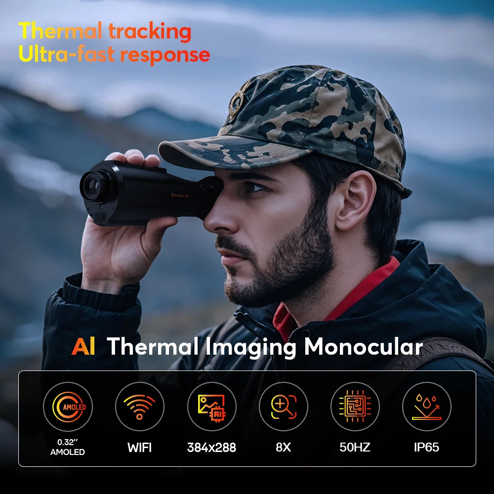 Thermal Imaging Night Vision Monoculars AI Super-resolution 384*288 for Camping Hunting Firefighting Surveillance