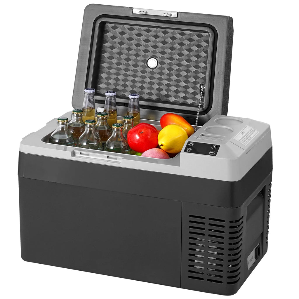 Portable Car Refrigerator, Mini Fridge With Freezer, With Built In Compressor Uses DC OR 110-240V, For Camping