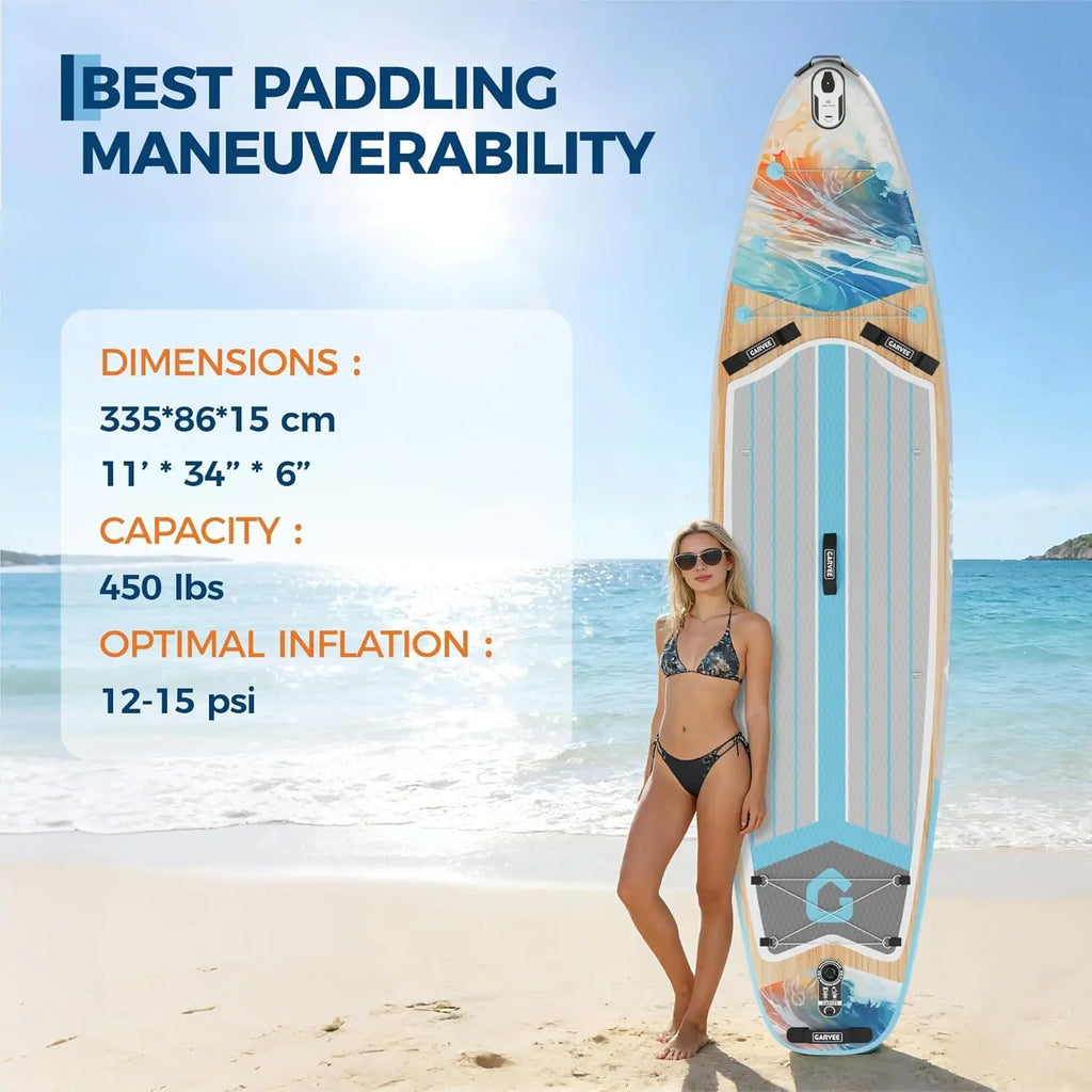 11ft  Inflatable Stand Up Paddleboard With Premium SUP Accessories,  450lbs Capacity, With Camera Mount