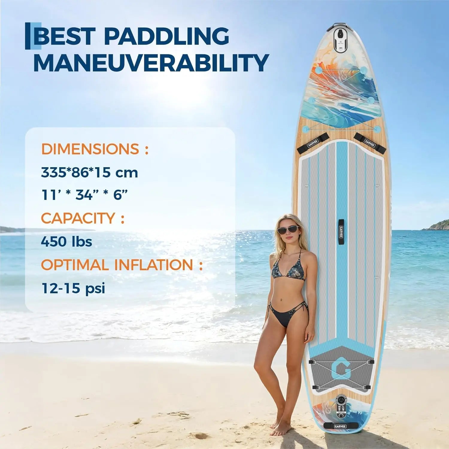 11ft  Inflatable Stand Up Paddleboard With Premium SUP Accessories,  450lbs Capacity, With Camera Mount