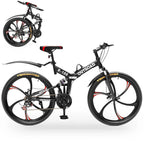 26 Inch Folding Mountain Bike, 21 Speed Full Suspension High-Carbon Steel MTB Foldable Bicycle, Dual Disc, Customized