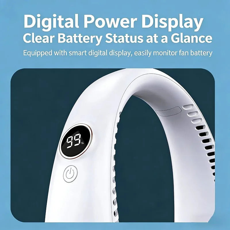 Mini Neck Mounted Fan Portable Bladeless Neck USB Rechargeable Air Cooler 5 File Speed Summer Sports Fan Outdoor Sports Fans