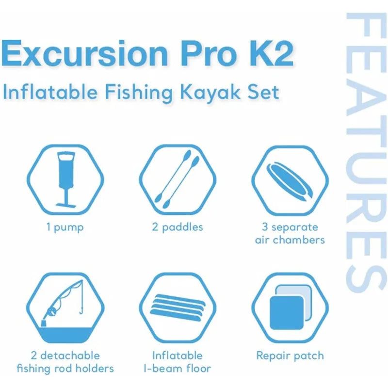 Inflatable Kayak Set: Includes Deluxe 86in Kayak Paddles and High-Output Pump – SuperTough PVC