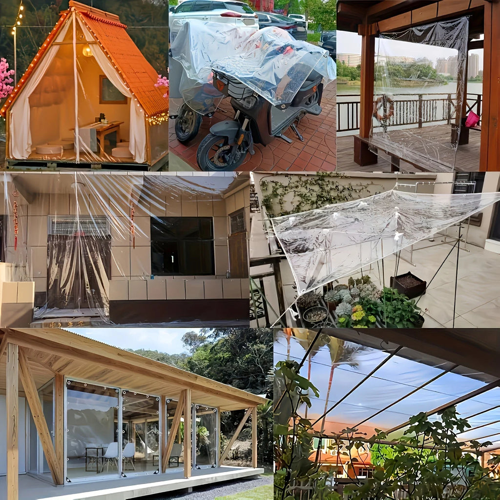 Camping Outdoor Transparent Rain Shelter - Thickened Waterproof and Sunscreen Fabric, Suitable for Tent Tops